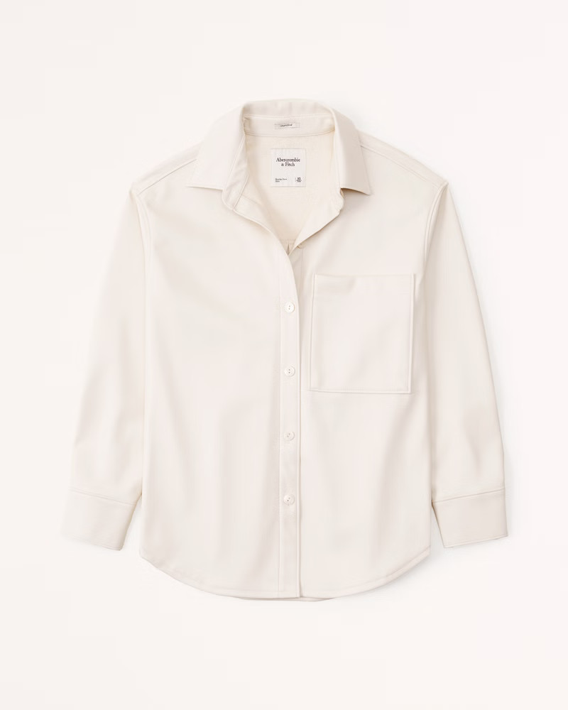 Oversized Vegan Leather Shirt | Abercrombie & Fitch (US)