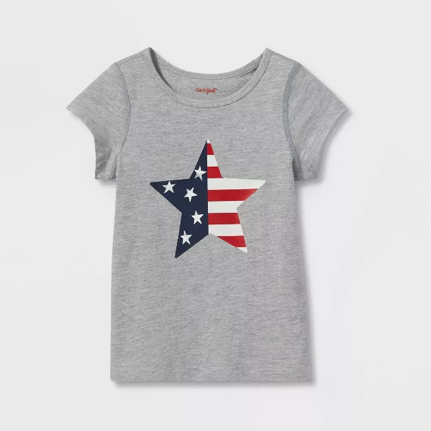 Toddler Girls' Adaptive Star Short Sleeve T-Shirt - Cat & Jack™ Heather Gray | Target