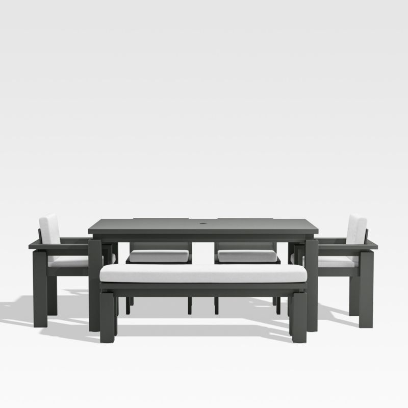 Walker Metal Outdoor Dining Set with White Sunbrella Cushions + Reviews | Crate & Barrel | Crate & Barrel