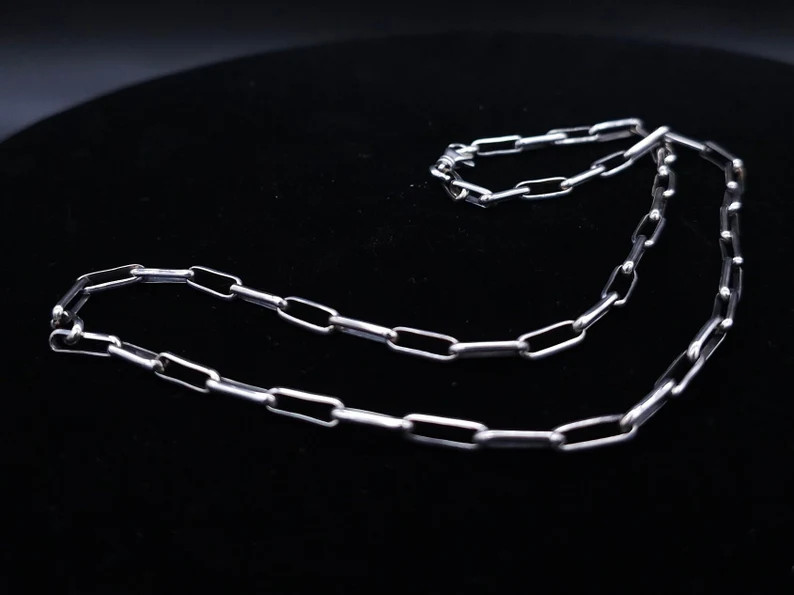 Sterling Silver Paperclip Chain // Navajo Jewelry // Navajo Chain // Navajo Paperclip Necklace //... | Etsy (US)