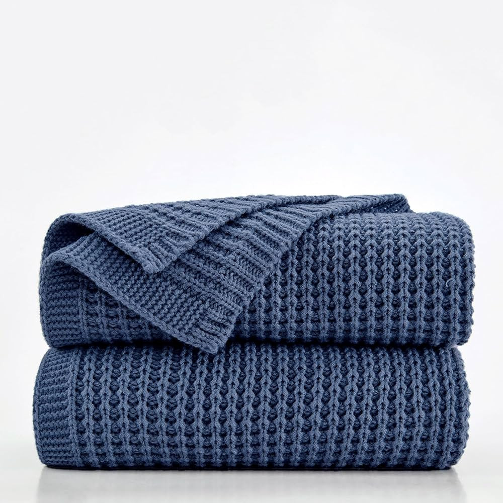 Douceur Folkstone Blue Throw Blanket for Couch, Soft Chunky Cable Knit Throw Blanket, Classic Fis... | Amazon (US)