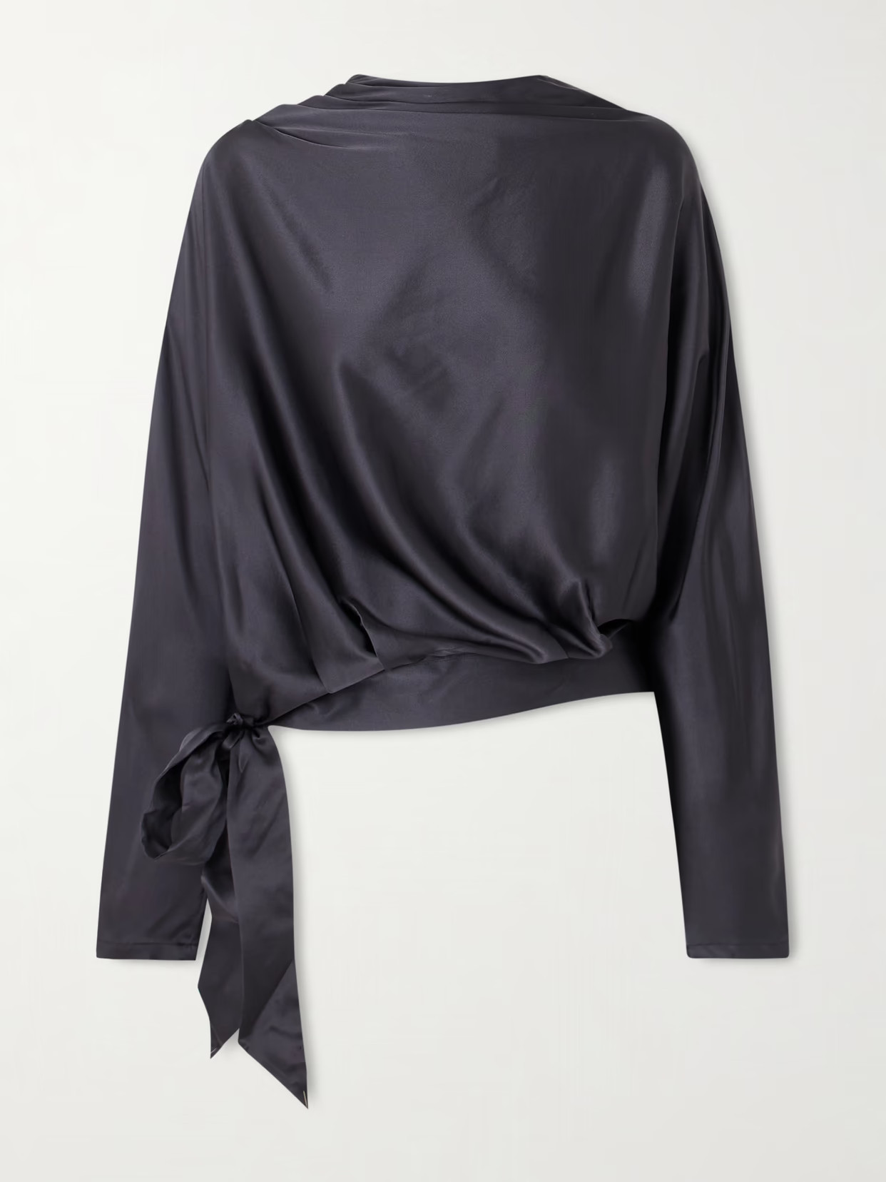 STAUD - Phoebe Draped Silk-blend Satin Blouse - Purple | NET-A-PORTER (US)