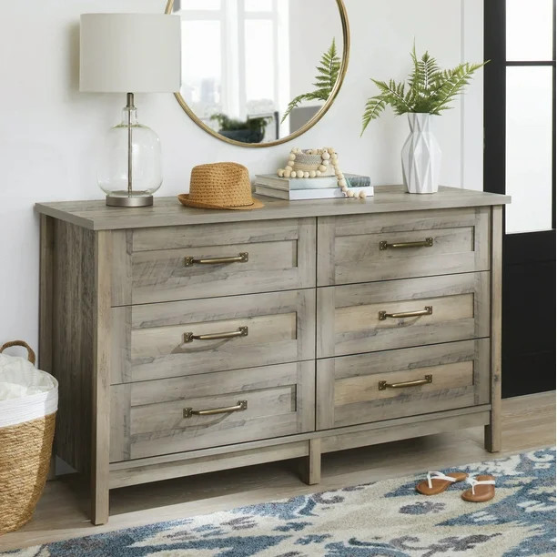 Better Homes & Gardens Modern Farmhouse 6-Drawer Dresser, Rustic Gray Finish | Walmart (US)