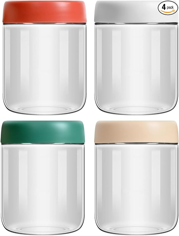 EONJOE 4-Pack Overnight Oats Containers with Lids 16oz Glass Mason Jars Meal Prep Salad Food Cere... | Amazon (US)