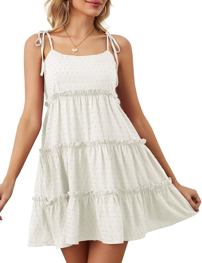 Women's Summer Mini Dress Sleeveless Boho Spaghetti Strap Dresses Casual Flowy A Line Cami Dress ... | Amazon (US)