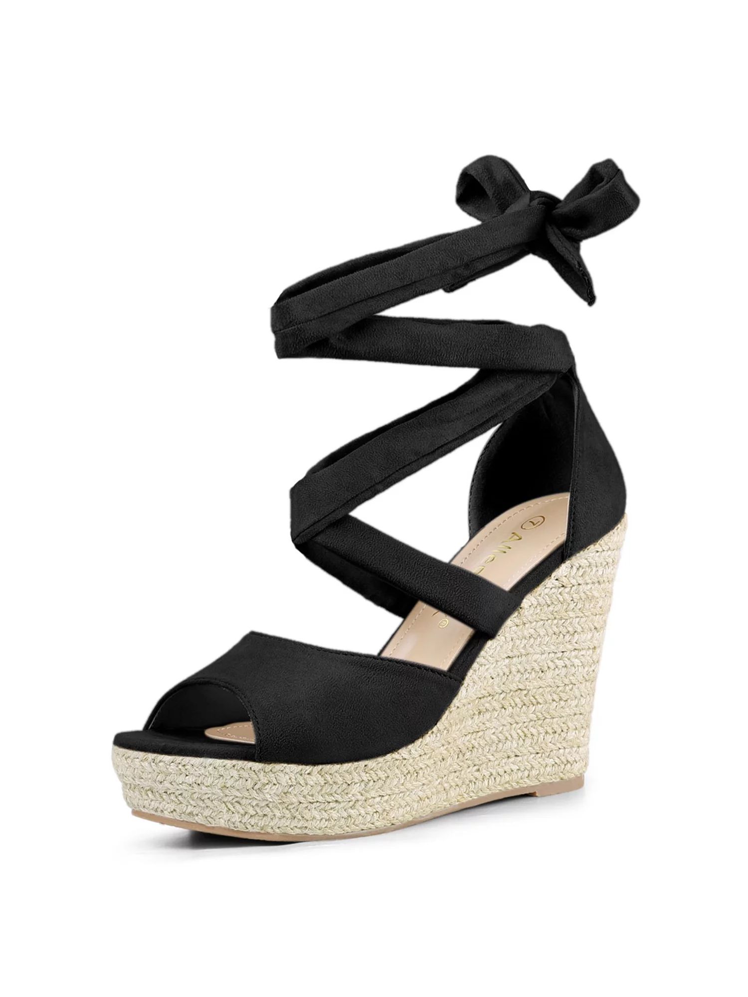 Allegra K Women's Platform Sandals Solid Lace up Espadrilles Wedges Sandals | Walmart (US)