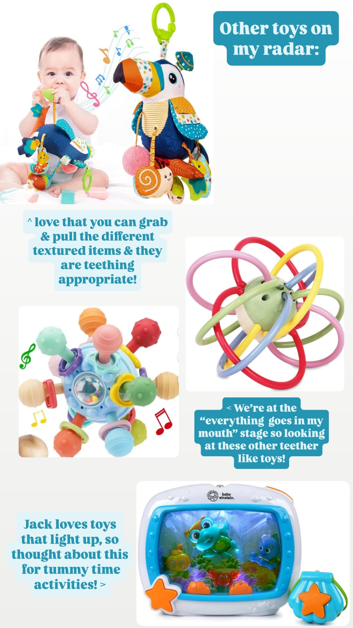 Baby toys, affordable baby toys, baby toys for 4-6 month, teether toys, music toys, light up toys 

#LTKKids #LTKFindsUnder50 #LTKBaby