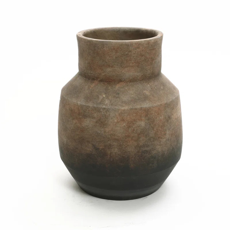 Brown Ombre Terracotta 9.6-Inch Round Bowl Vase | Wayfair North America