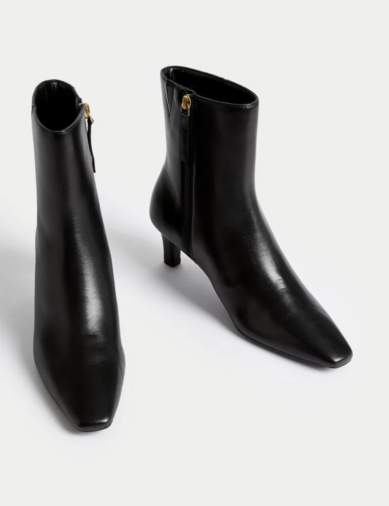 Leather Kitten Heel Chisel Toe Ankle Boots | Marks & Spencer (UK)