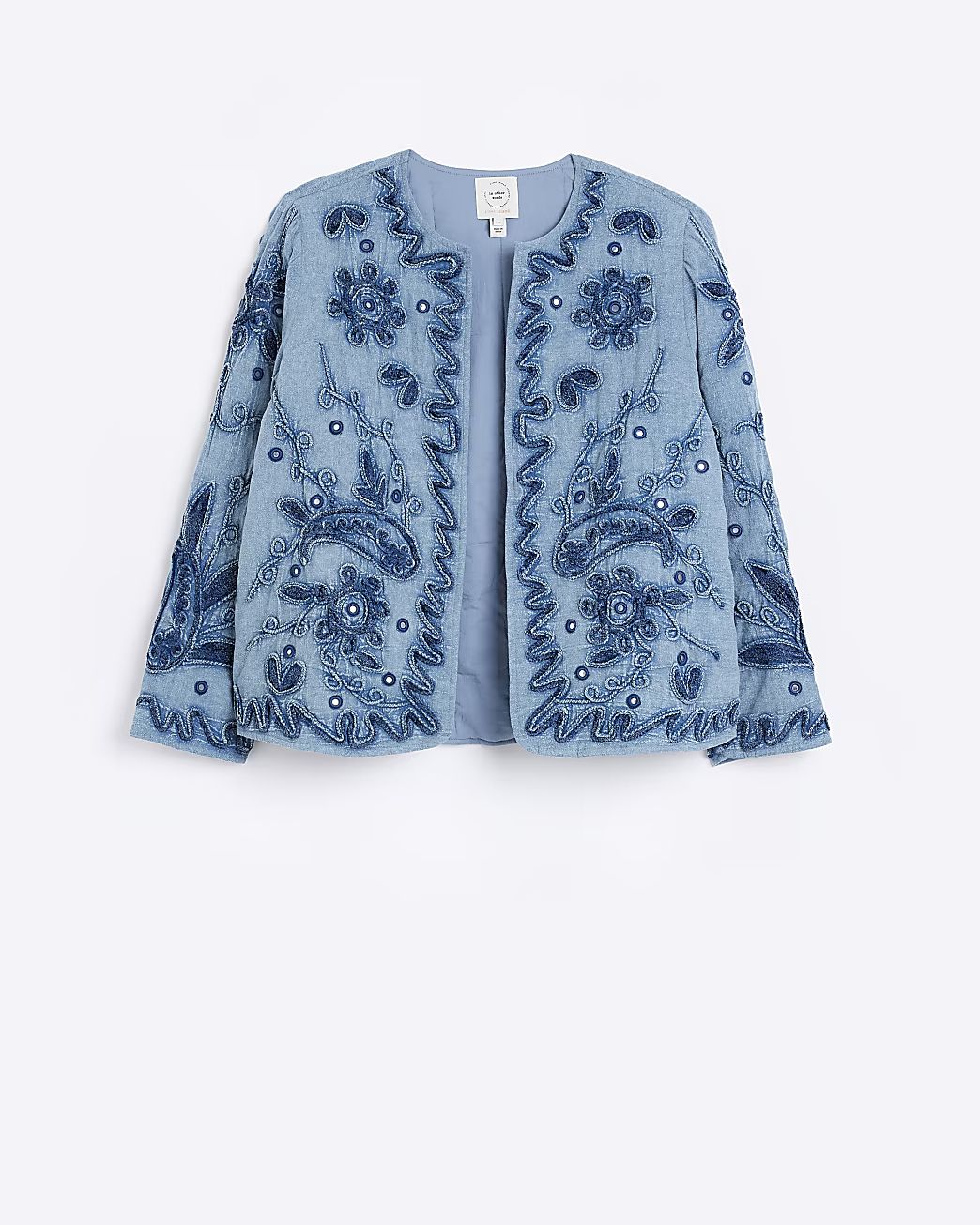 Blue embroidered coat | River Island (UK & IE)