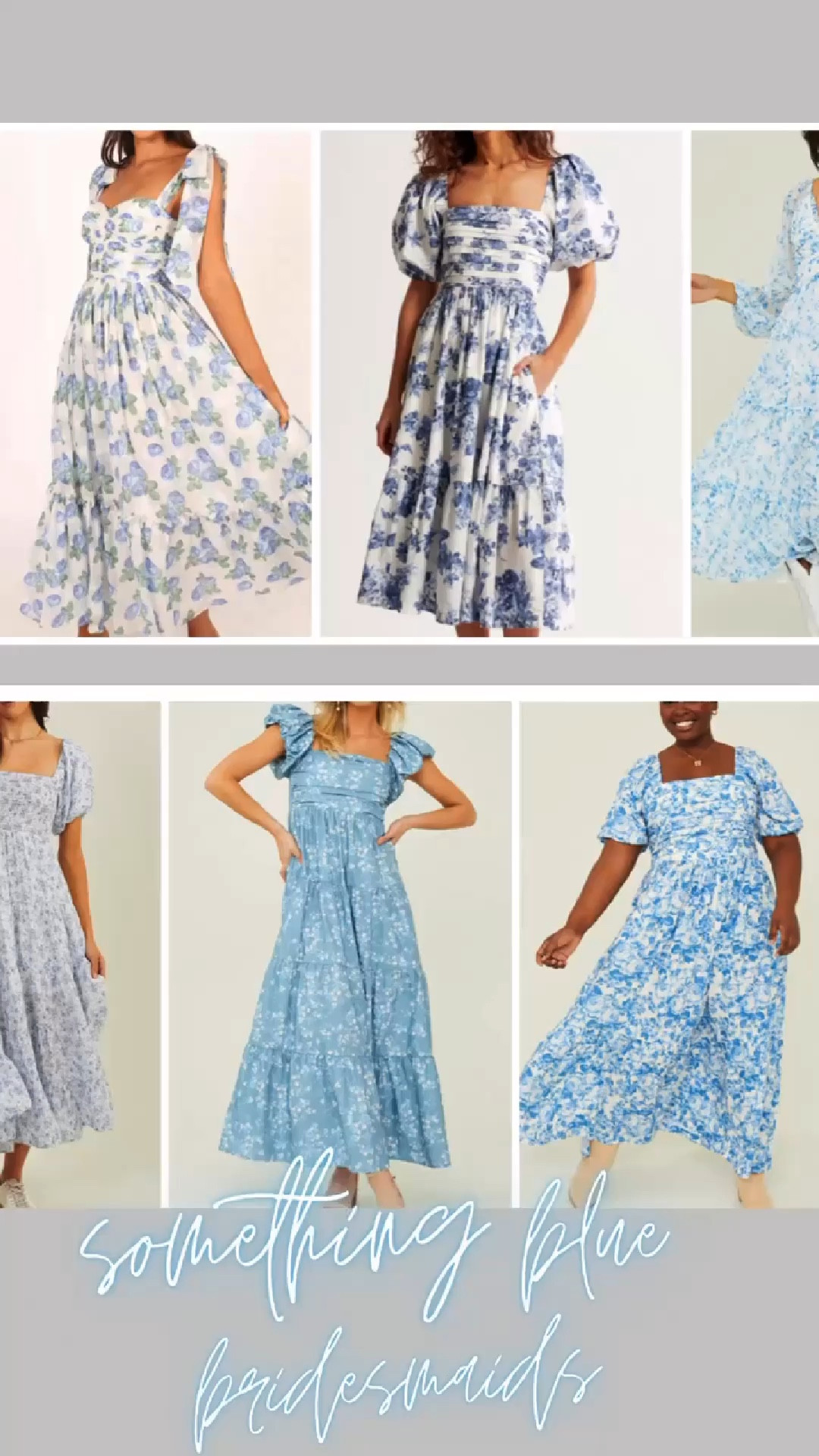 Something Blue bridesmaids dresses, perfect for a garden wedding! Blue floral dresses are so in right now and make a perfect bridesmaid or wedding guest dress look for spring or summer!

#bridesmaids #springwedding #somethingblue #bluefloral

#LTKfindsunder100 #LTKmidsize #LTKwedding