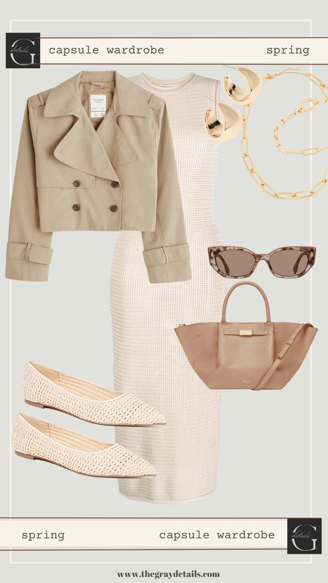 Spring capsule outfit, knit dress, Abercrombie trench coat, spring flats, nude handbag, workwear 

#LTKFind #LTKworkwear #LTKshoecrush