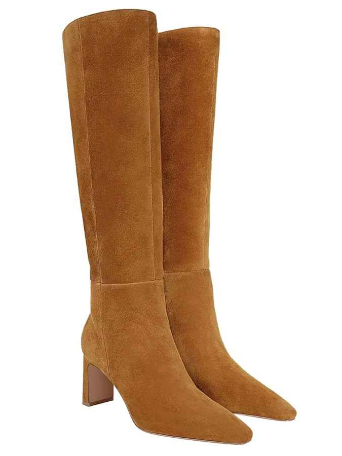 Coutgo Womens Knee High Boots Closed Pointed Toe Chunky Heel Tall Boots Side Zipper Fall Dress Bo... | Amazon (US)