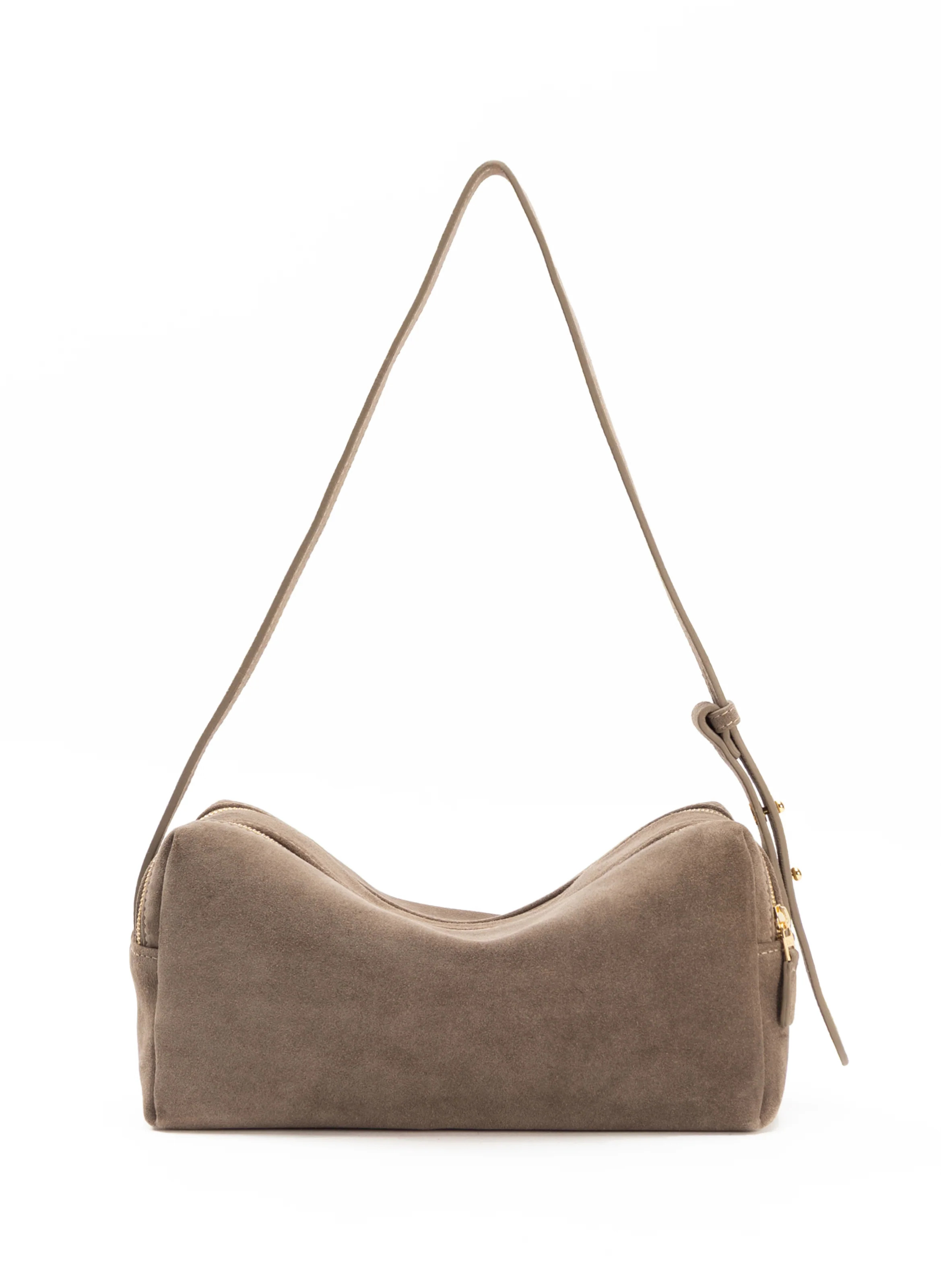 Trousse Suede Taupe - Suede Handbags for Women - Elleme | Elleme