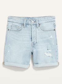 High-Waisted Button-Fly O.G. Straight Ripped Jean Shorts -- 5-inch inseam | Old Navy (US)