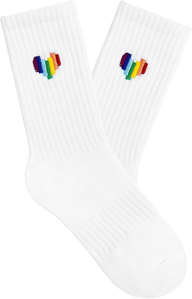 American Trends Womens Novelty Striped Crew Socks Athletic Vintage Slouch Mid Calf Tube Socks | Amazon (US)