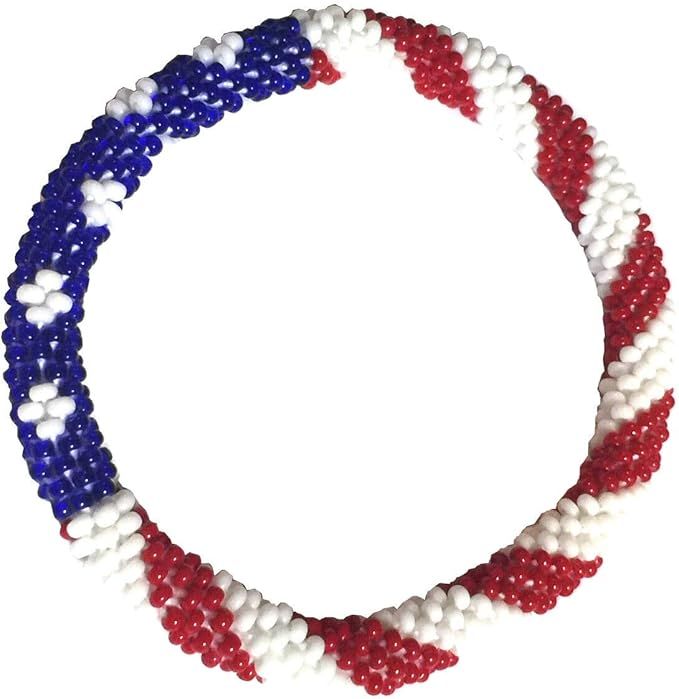 WigsPedia Crochet Glass Seed Bead Nepal Boho Bracelet - USA Flag | Amazon (US)