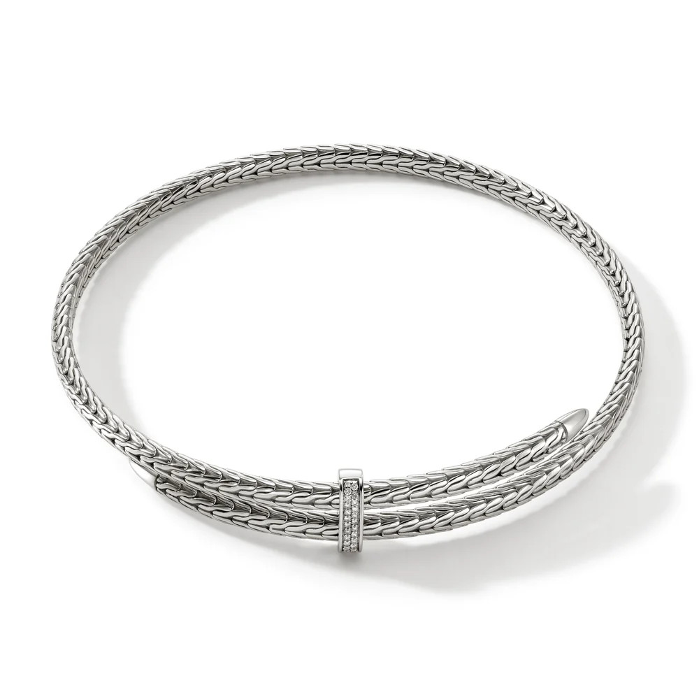 Spear Coil Choker, Sterling Silver, Diamonds|NBP9011292DI | John Hardy