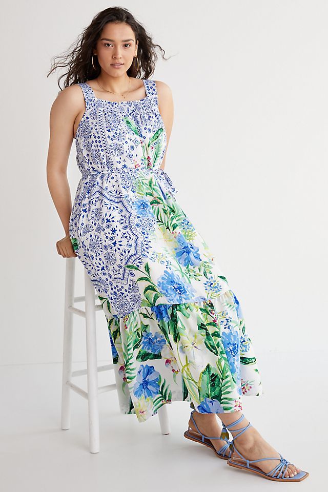 Maeve Bouquet Flounced Maxi Dress | Anthropologie (US)