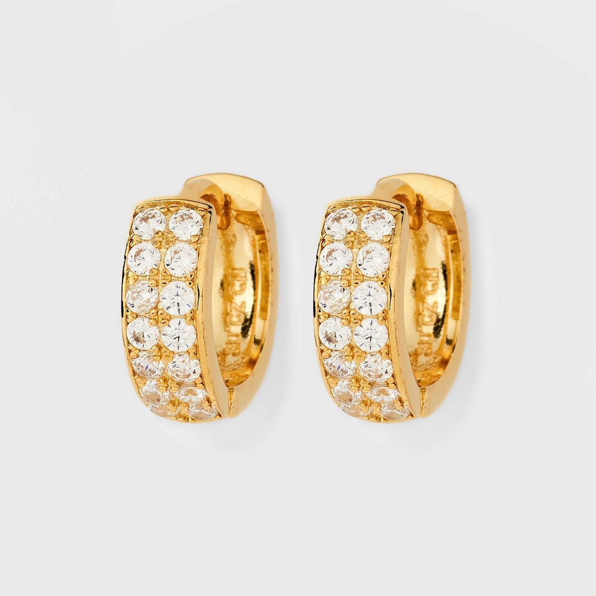 14K Gold Plated Cubic Zirconia Hoop Earrings - A New Day™ Gold | Target