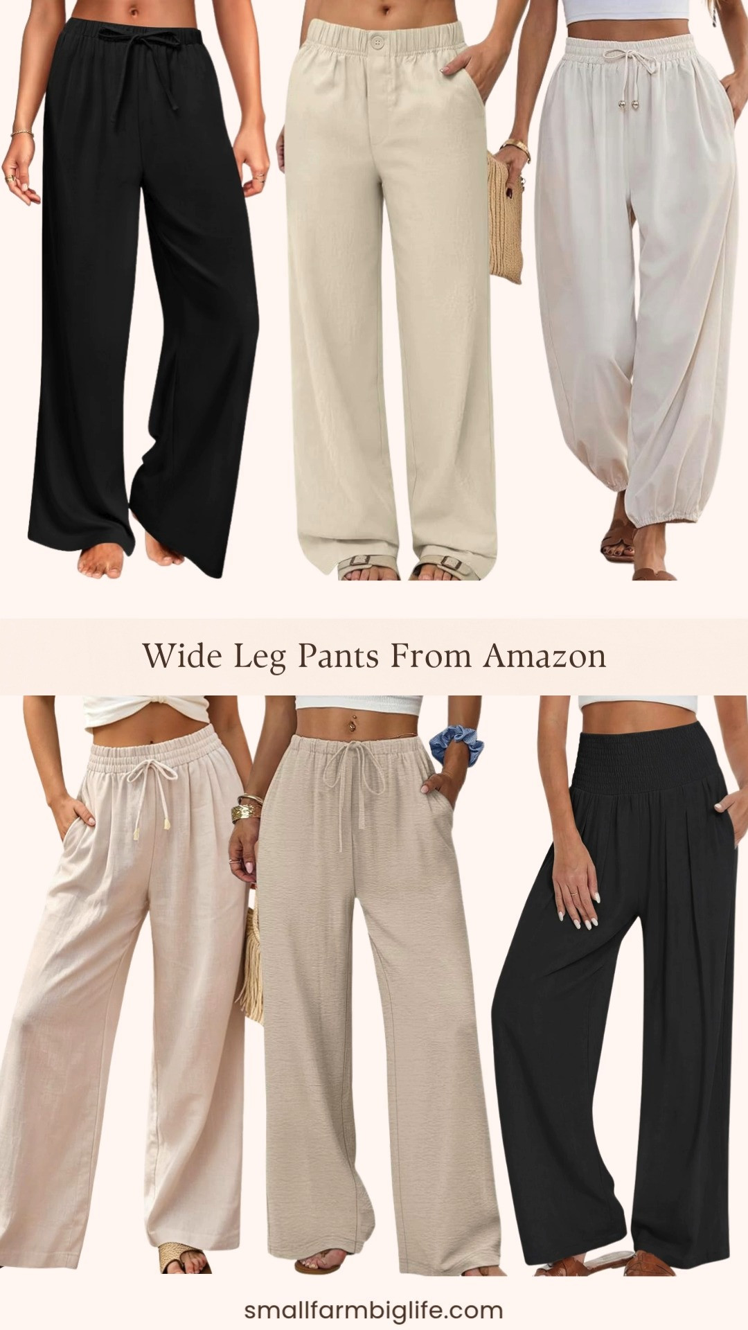 More wide leg and palazzo pant favorites from Amazon because I cannot stop finding good ones! This round up has six more styles in beige, black, khaki, and cream including linen options, balloon trouser styles, and a petite friendly version for anyone who struggles to find the right length in wide leg pants. All have elastic waists, drawstring ties, and pockets which makes them as comfortable as they are cute. Style them with a fitted ribbed tank or a flowy crochet top for the easiest summer outfit formula. Tap to shop! 

 #LTKgrwm #LTKootd #LTKOver40