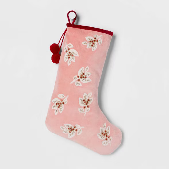 8" x 0.35" Christmas Cotton Stocking Pink - Opalhouse™ | Target