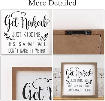 Get Naked Half Bath Sign, Funny Bathroom Wall Art, Wall Hanging Decor with Wooden Frame, Printe... | Amazon (CA)