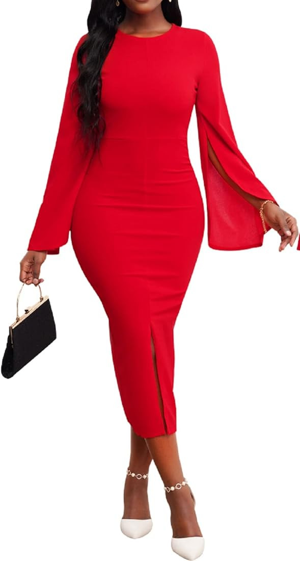 CuteCherry Women Sexy Dress Bodycon Work Dress Elegant Pencil Dress | Amazon (US)