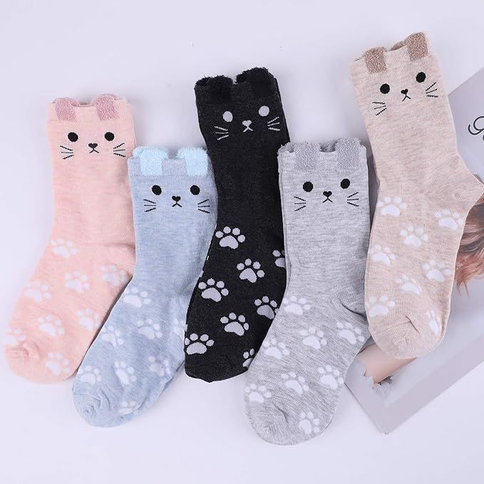 Jeasona Women's Cat Socks Cat Gifts Cute Animal Socks Dog Owl Gifts for Women | Amazon (US)