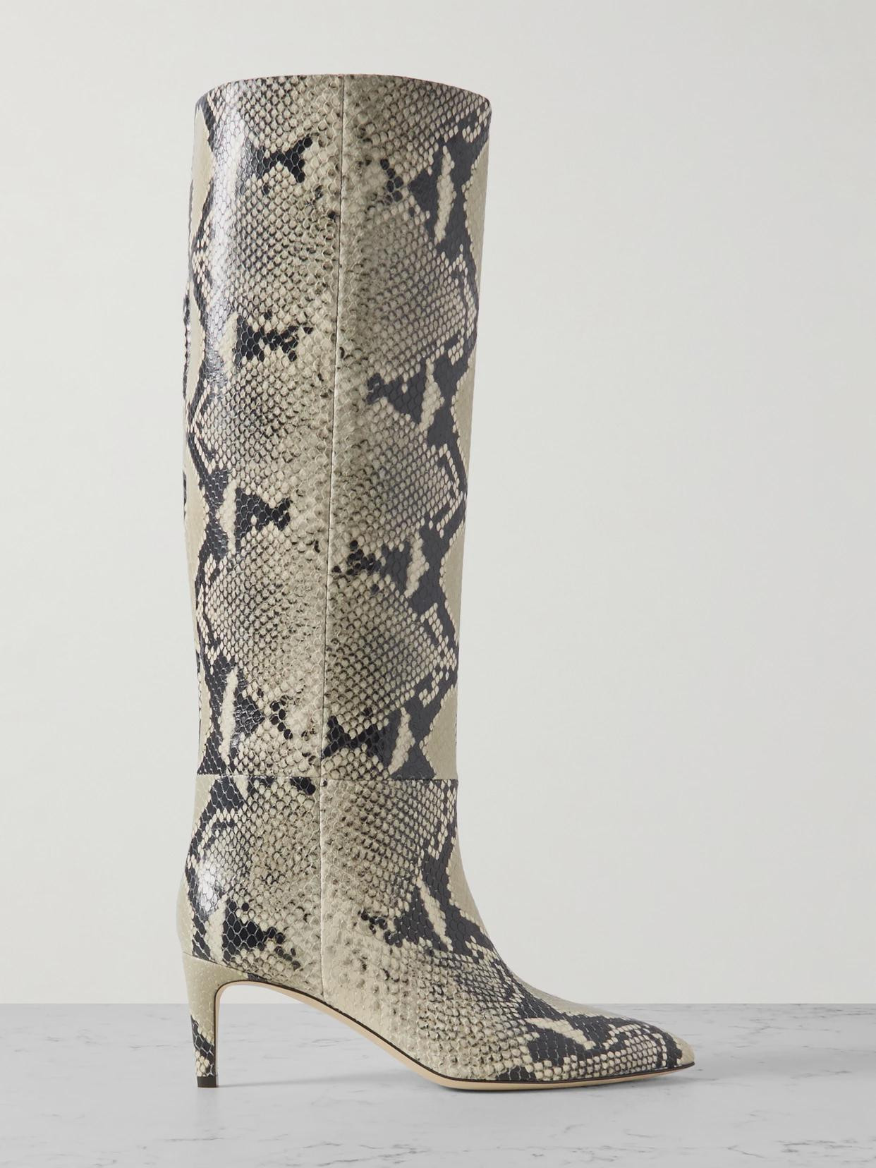Paris Texas - Stiletto Snake-effect Leather Knee Boots - Animal print | NET-A-PORTER (US)