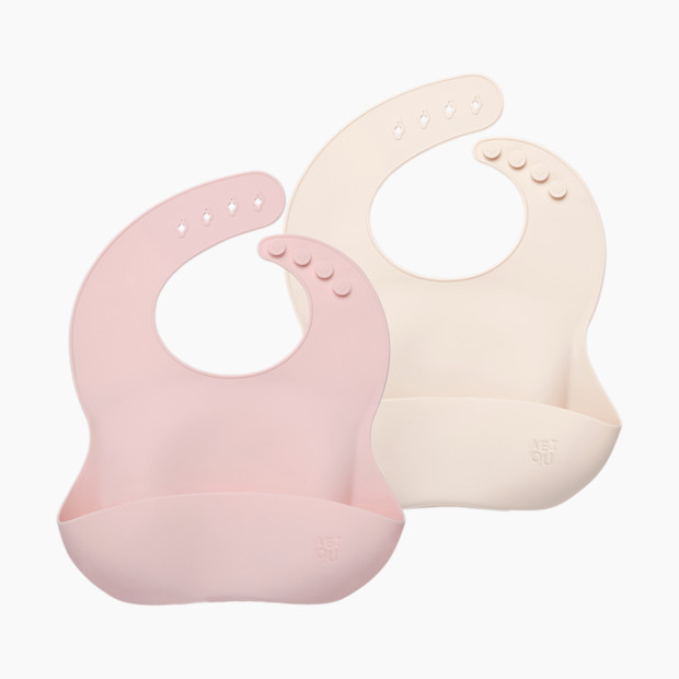 AEIOU Bib (2 Pack) in Petal/Oat Milk | Babylist