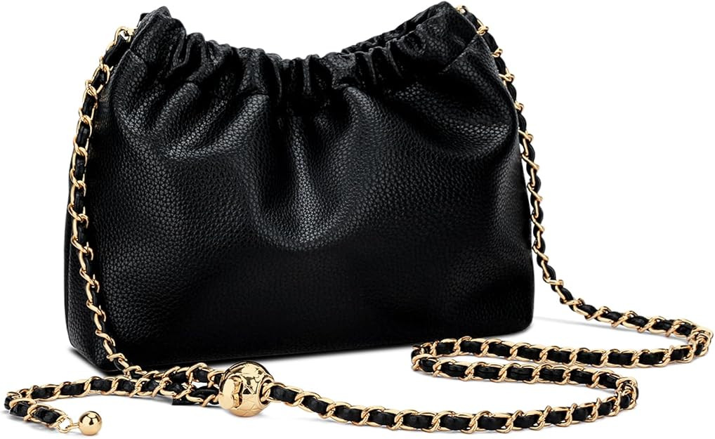 KKXIU Small Crossbody Bags for Women Ruched Vegan Leather Shoulder Purse with Adjustable Strap | Amazon (US)