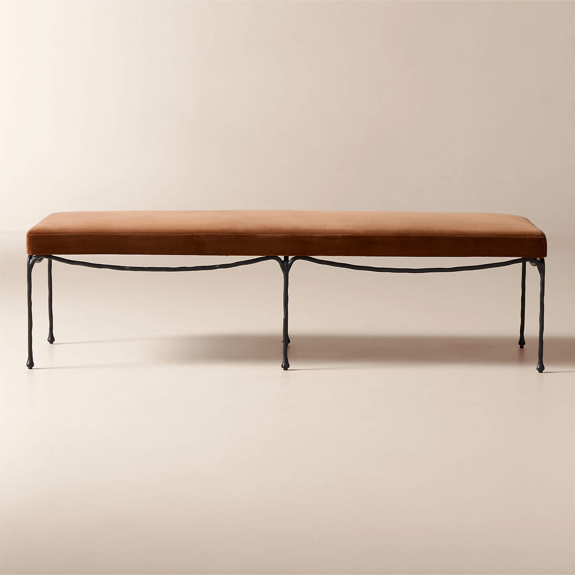 Journey 60" Terracotta Red Velvet Bench + Reviews | CB2 | CB2