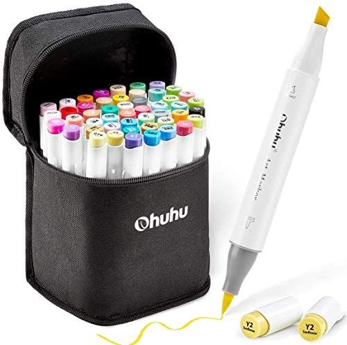 Ohuhu Alcohol Brush Markers, Double Tipped Brush & Chisel Sketch Markers for Artist, Coloring Art... | Amazon (US)