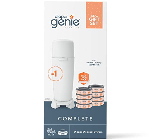 Diaper Genie Registry Gift Set | Includes Diaper Genie Complete Diaper Pail, 8 Refill Bags, 1 Car... | Amazon (US)