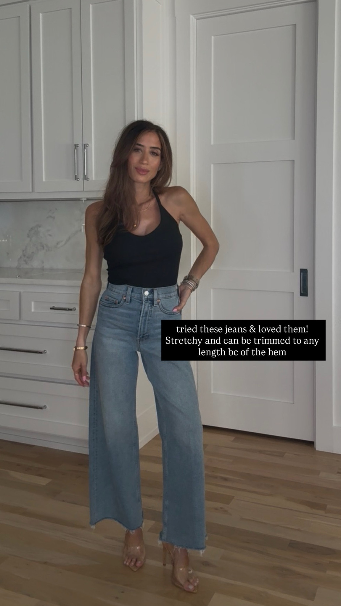 Cropped wide leg jeans that are petite friendly and can be cut! So stretchy and comfy size 23 ribbed halter tank size xs clear heels spring outfit 

Comment SHOP below to receive a DM with the link to this post on my LTK ⬇ https://liketk.it/5UdKj #ltksalealert #ltkpetite #ltkootd

#LTKootd #LTKgrwm #LTKPetite