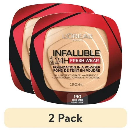 (2 pack) L'Oreal Paris Infallible Pressed Powder, Beige Sand-190, 0.31 oz | Walmart (US)