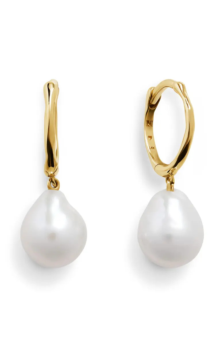 Monica Vinader Nura Baroque Pearl Drop Huggie Hoop Earrings | Nordstrom | Nordstrom