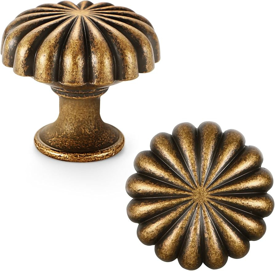 10 Pack Antique Brass Cabinet Knobs for Kitchen Cabinets and Dresser Drawers，Zinc Alloy Hardwar... | Amazon (US)