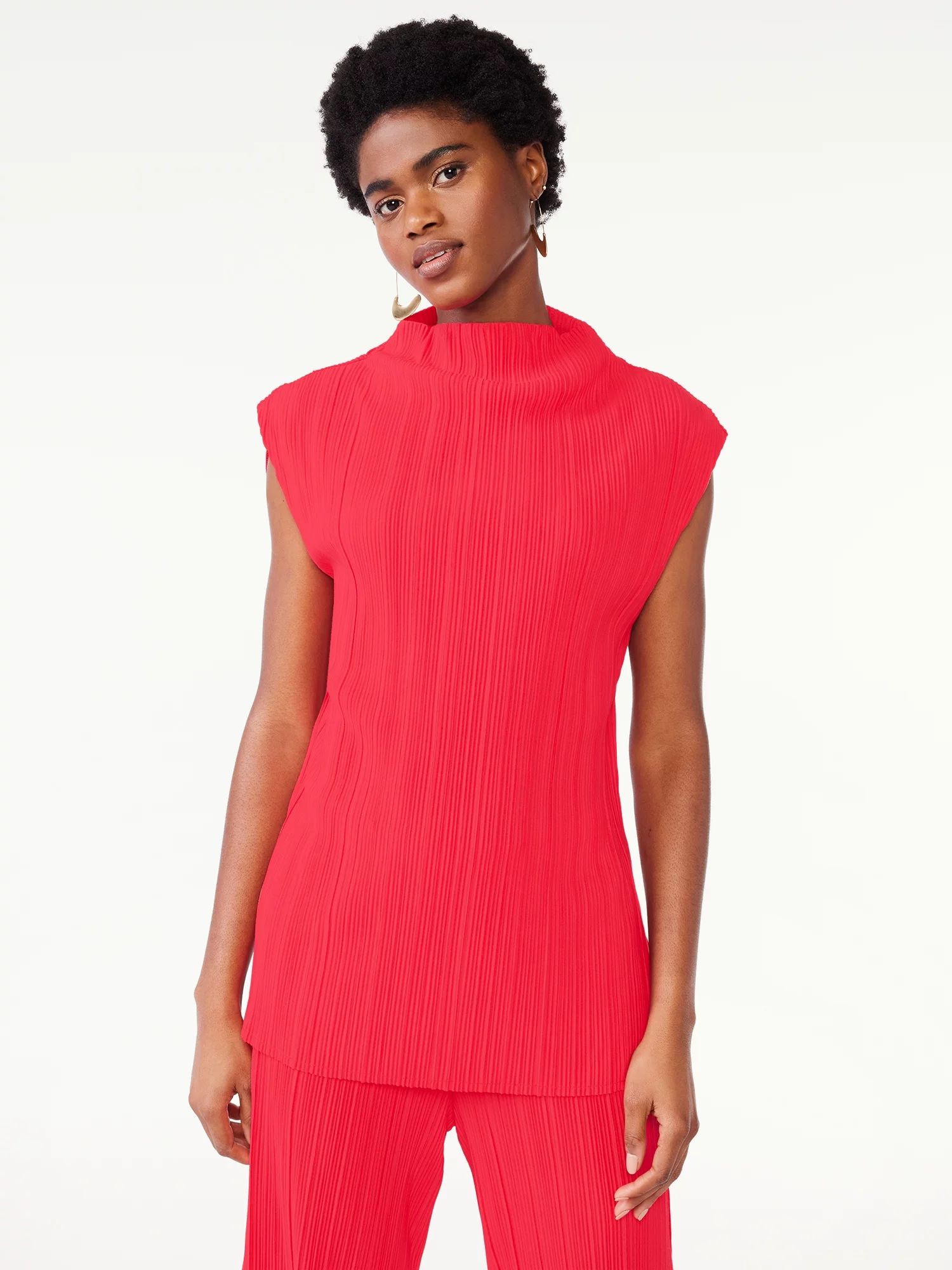 Scoop Women's Crinkle Knit Sleeveless Top, Sizes XS-XXL | Walmart (US)