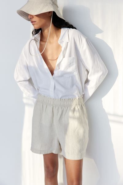 Linen Shorts - Light blue - Ladies | H&M US | H&M (US + CA)