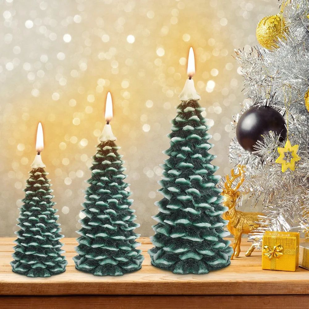 3 Pcs Christmas Tree Shape Candle Set Wax Realistic Tree Shaped Candle Christmas Relaxation Candl... | Amazon (US)