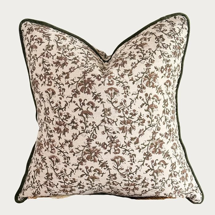 Palm & Loom 100% Cotton Linen Cushion Cover - Aira Decorative Throw Pillow Case with Moss Green &... | Amazon (US)