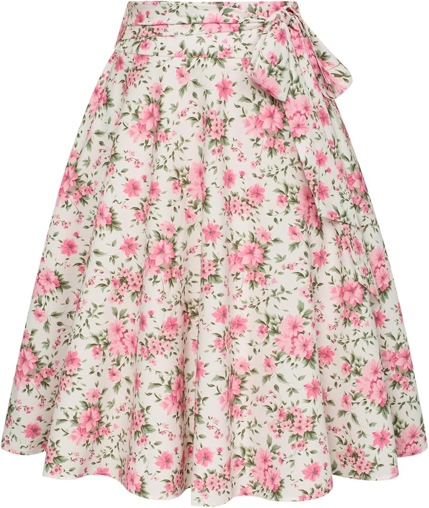 Belle Poque 50s Style Pleated Swing Skirt for Tea Party Cocktail with Pockets GF560 | Amazon (UK)