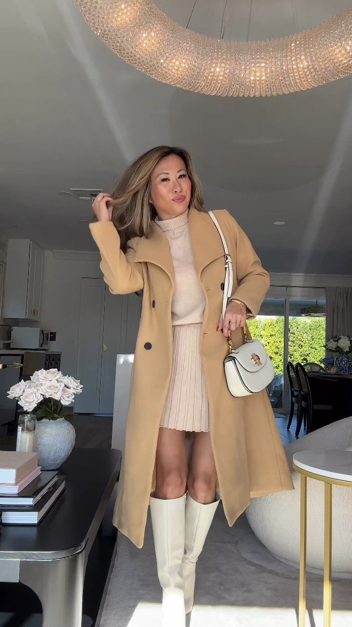 Amazon monochromatic look, sweater skirt set, camel wool coat, ivory knee high boots, Gucci like bag. All Amazon. Size small 

#LTKFindsUnder100 #LTKFindsUnder50 #LTKStyleTip