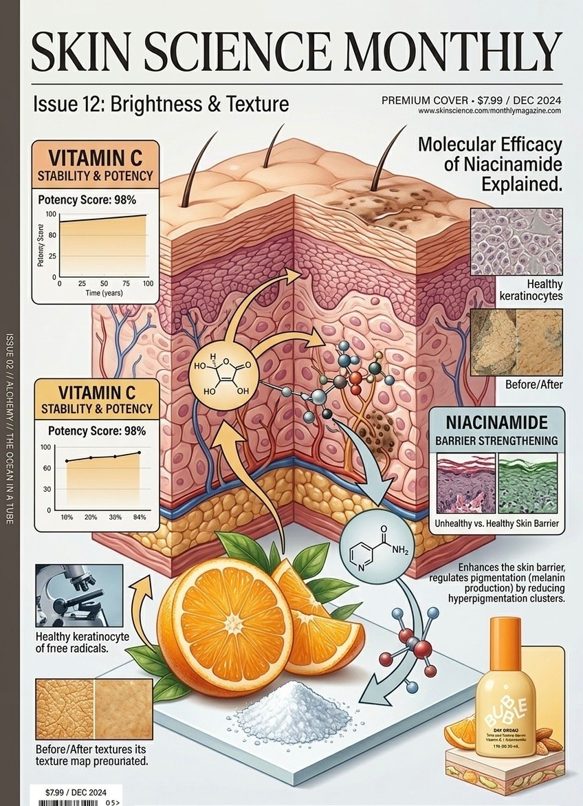 Let’s be real: the skincare world loves a buzzword. But today, we are stripping back the marketing fluff to look at the actual molecular efficacy of the two ingredients doing the absolute most for your skin right now: Vitamin C and Niacinamide.
If you are dealing with uneven texture, dullness, or dark spots, this breakdown is your new holy grail. Here is the data-backed tea:
 Vitamin C Stability & Potency: We are tracking a whopping 98% potency score here. It works overtime at the cellular level to neutralize free radicals, protect healthy keratinocytes, and wake up tired, lackluster skin.
 Niacinamide (Vitamin B3) Barrier Strengthening: This molecule is a total overachiever. It actively repairs an unhealthy skin barrier, regulates melanin production, and visibly breaks down stubborn hyperpigmentation clusters.
 The Result? Smoother texture, a rock-solid barrier, and the kind of brightness that usually requires a ring light.

#LTKgrwm #LTKmorningroutine #LTKBeauty