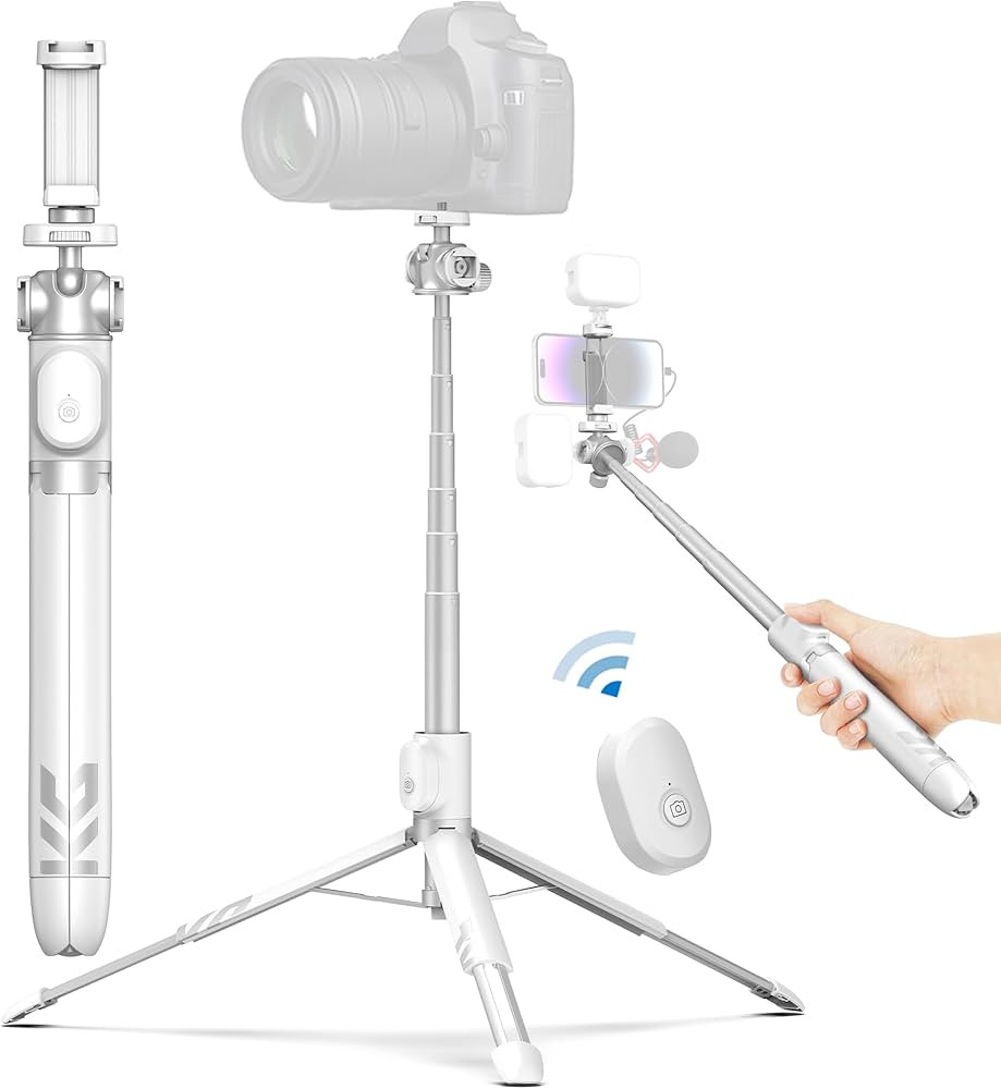 Vlogging Tripod for Phone and Camera, 60" Tripod Stand for iPhone and Android with 3 Cold Shoes f... | Amazon (US)