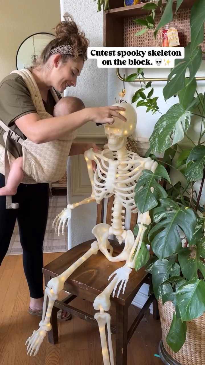 I usually keep our Halloween decor more on the cozy side with pumpkins, candles, and twinkle lights. 🍂✨

But the kids have been asking for “a little spooky” this year, so I decided to mix things up.

While they were at school, I set the cutest light-up skeleton right in the dining room.
When they walked in… the squeals, the giggles, the wide eyes, pure magic. 🖤🎃

Cozy still wins in my book but this spooky stuff is fun with them, and it made the best after-school surprise.

#spookyseason👻 #halloweenfun #halloween  #momlifeisthebestlife #halloweenwithkids #kidshalloween #kidshalloweenparty #toddlermom

#LTKParties #LTKHalloween #LTKSeasonal