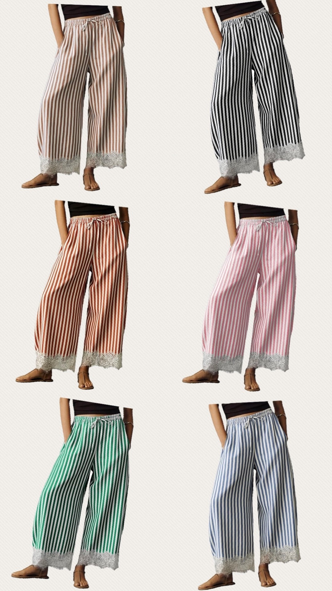 Amazon new arrival with these lace trim crop wide leg flowy pants, add a tshirt and sandals. #amazonfashion 