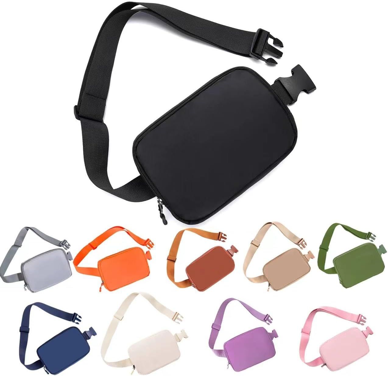 Belt bag Fanny pack crossbody bags for women Everywhere belt bag Waist packs with 3 Pockets (blac... | Amazon (US)